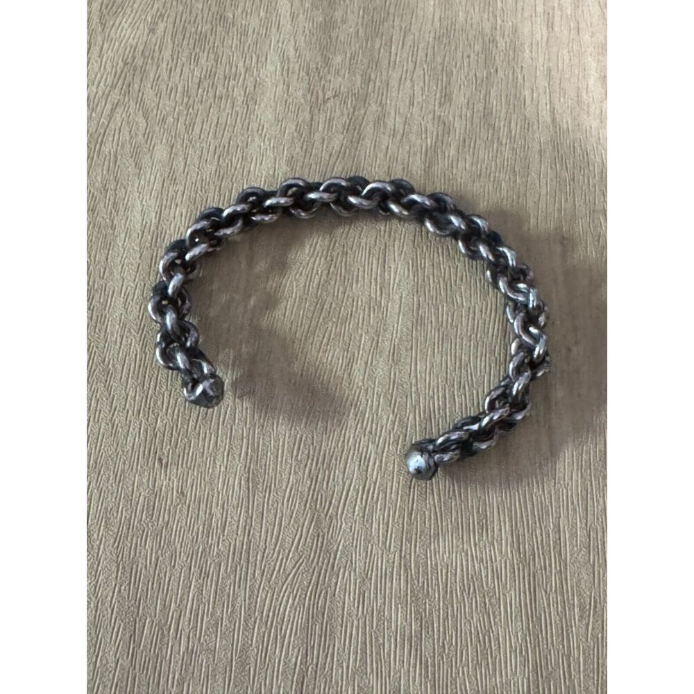 Chainmaille Silverplate Viking Cuff  Woven Dark  Silver Bracelet 6 1/2" - Picture 7 of 7